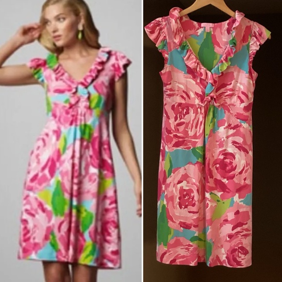 Rare Lilly Pulitzer Clare Dress in Hotty Pink First Impressions, Size Small. - Picture 5 of 10